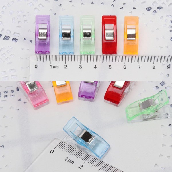 100 stykker klemtang gjør-det-selv 2,7*1,0*1,5 cm plastsøm for binding av lappeteppe hekle håndverk forskjellige farger