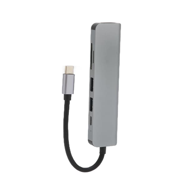 Multifunktionel 6-i-1 dockingstation i aluminiumslegering USB-udvidelsesdock til Type C-kanalcomputere