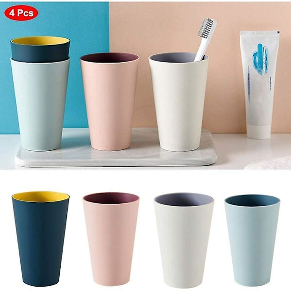 4 Stycken Plast Munsköljskopp, Okrossbar Vattenglas Rymmer Normala Tandborstar, Återanvändbar Vattenkopp, Rese Camping Portabla Muggar med BPA-fri