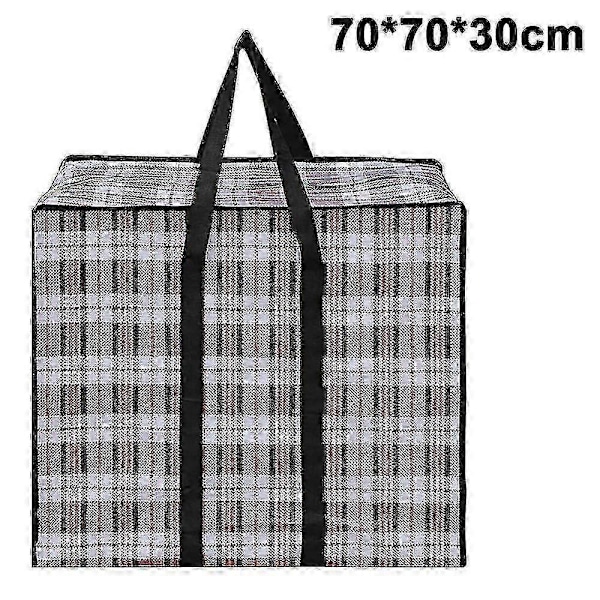 70*70*30cm Stor Opbevaringspose Med Holdbar Lynlås (sæt Med 1) Sort