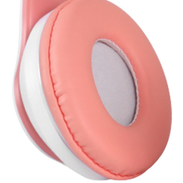Hopfällbara Bluetooth-hörlurar HiFi-glödande effekt Lätt bekväm söt trådlös headset rosa