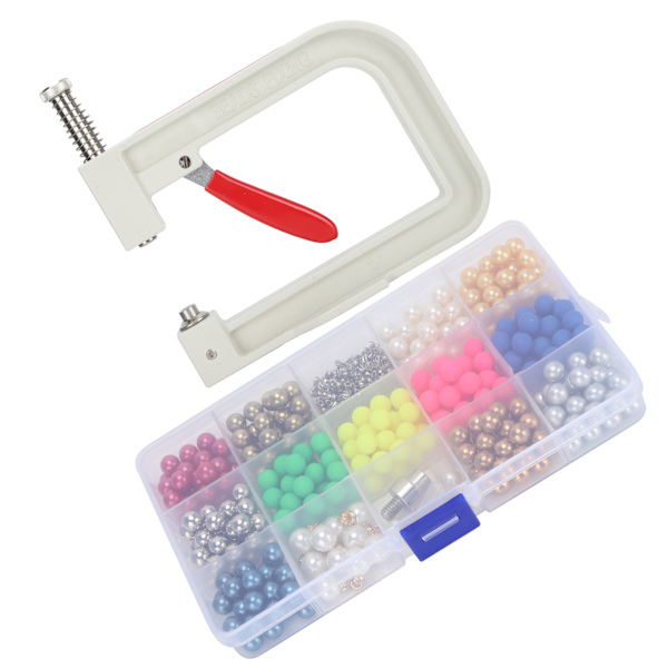 8mm DIY Perle Farverige Ikke-Porøse Perle Bagage Tøj Dekoration med Håndpresse KQ‑012