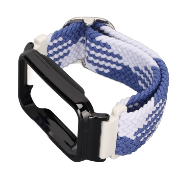 Joustava nylon -punottu watch ranneke suojaavalla puskurin case , joka sopii Mi Band 7 Pro siniselle valkoiselle ja mustalle case