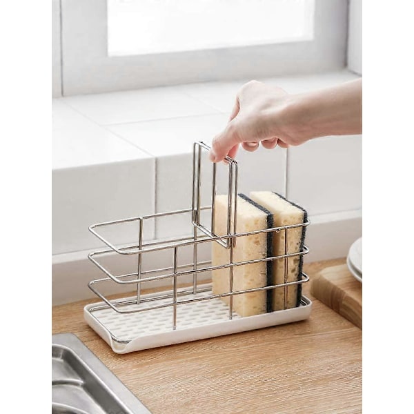 Dww-Svamp Holder i 304 Rustfrit Stål, Multifunktionel til Køkkenvask, Vask Organizer, Afløbsbakke til Opvask, Sæbeholder, Panel