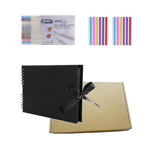 Svart album för scrapbooking - 80 ark, 30,48x21cm