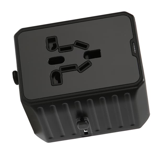 8A Universal Reiseadapter 2 USB C 4 USB A-porter Internasjonal Strømadapter for USA EU UK 100‑240V Svart