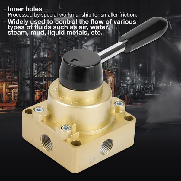 HV-03 G3/8 3 Positioner 4-vejs Pneumatisk Luftstrømskontrol Roterende Håndtag Ventil