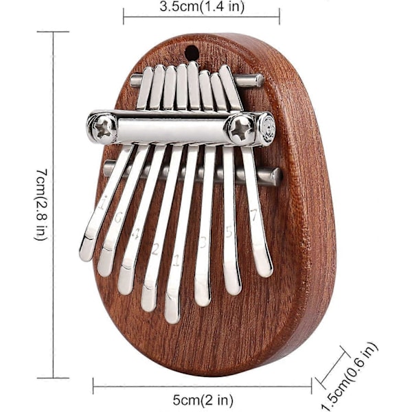 Mini Kalimba tommelfingerklaver, massivt træ 8-tangent fingerklaver, bærbart marimba musik tommelfingerklaver med snor