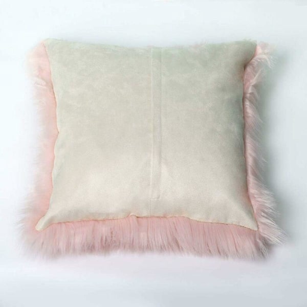 Kuddfodral, Faux Fur Deluxe Dekorativ Soffa Sovrum Säng Supermjuk Plysch Mongolia Örngott 45X45cm (Rosa)