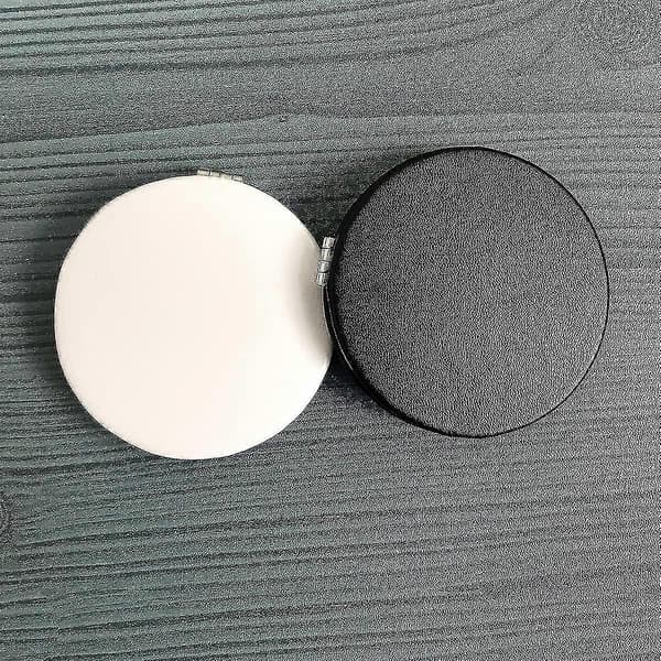 Makeupspejl, 6,7 cm rundt foldbart spejl, professionelt dobbeltsidet makeupspejl (den ene side forstørret, den anden side normal) PU-yderspejl