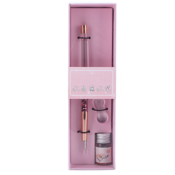 Glass Dip Pen Holdbar Dekorativ Attraktiv Komfortabel Blekk Skrive Bærbar Kalligrafi Sett for GavePen Nib Rosa