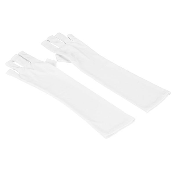 1 Par Hvide Nyttige Anti UV Mitt Lange Handsker Til UV-lys/Lampe Strålingsbeskyttelse Manicure