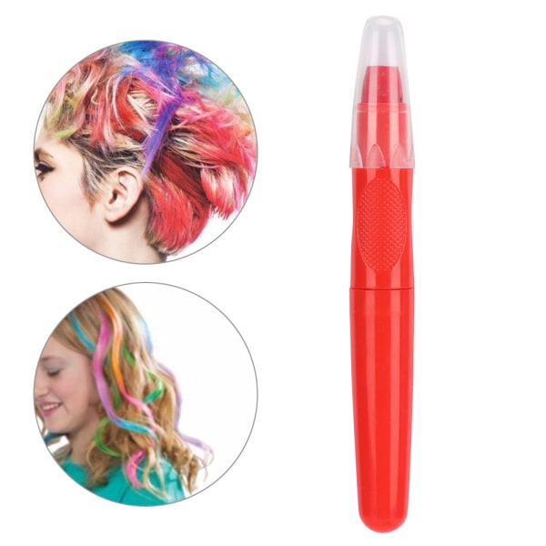 2 stk bærbar midlertidig hårfarvning farveblyant Roterbar hårfarvepen Stylingværktøj Rød