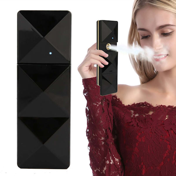 Bærbar USB Nano Handy Mist Spray Luftfugter Ansigtsfugtighed Atomiseringssprøjte Sort