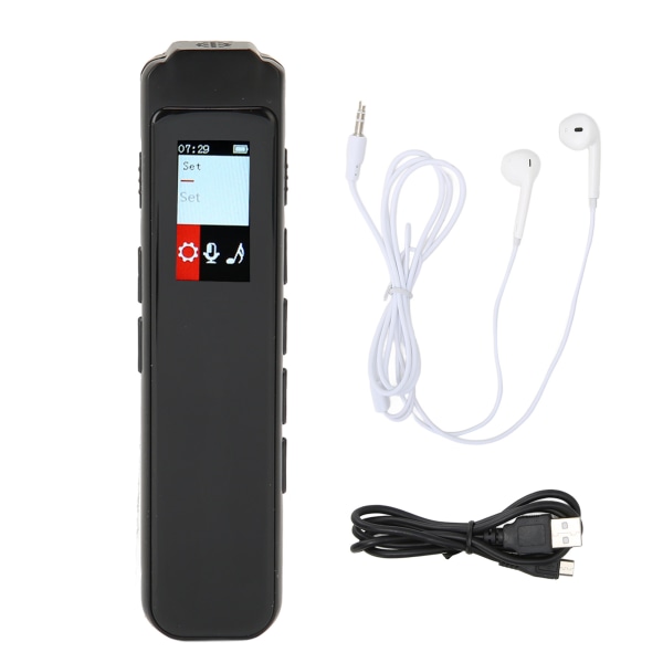 Digital stemmeoptager HD Smart Noise Reduction Lille MP3-afspiller Stemmeaktiveret optager med afspilning til foredrag 16GB
