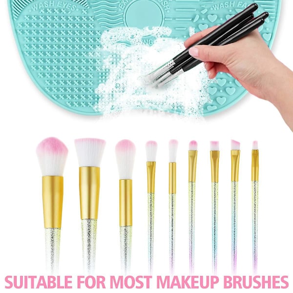 Quick Clean Makeup Brush Mat - Håndfri og reisevennlig børstevaskverktøy, Svart