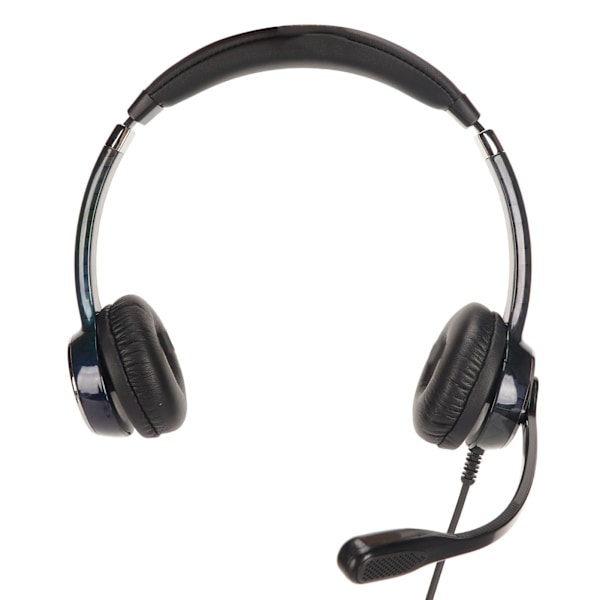 Kablet forretningsheadset med støydemping, ergonomisk binaural telefonhodetelefon med mikrofon for kontorsamtaler, USB-port
