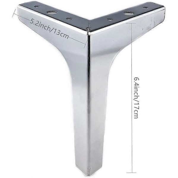 17cm Möbelben, Moderna Möbelsoffben Metall Silver Triangelfötter för Bord Skåp