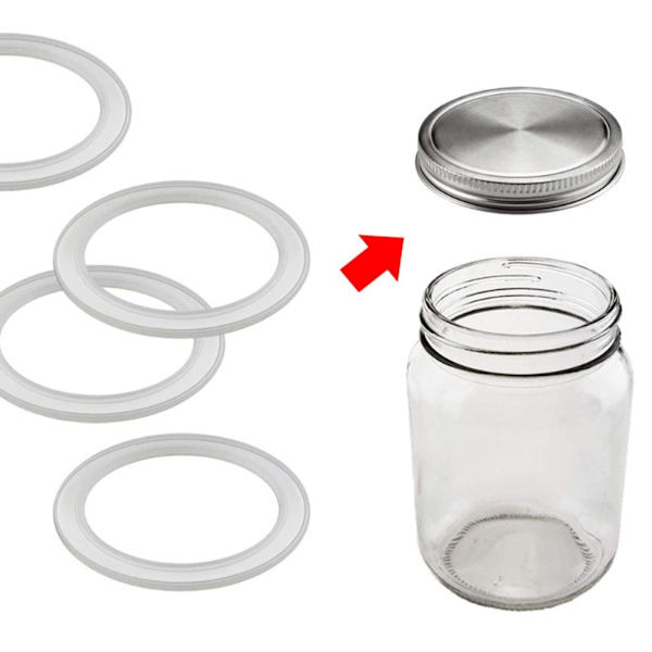 10 st Silikonburkpackningar Ersättningslufttäta Silikonpackningar Tätningsringar för Vanliga Munnar på Konserveringsburkar