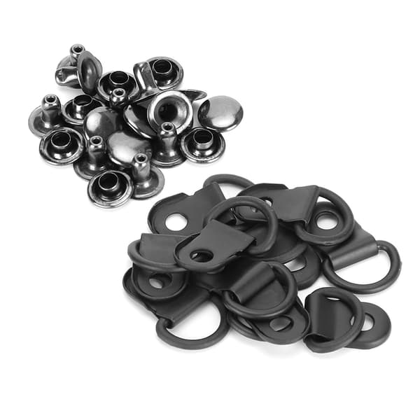 100 sæt snørebåndskrog D-ring øjespænde messing sko læder DIY nitteværktøj mat sort 9x14mm