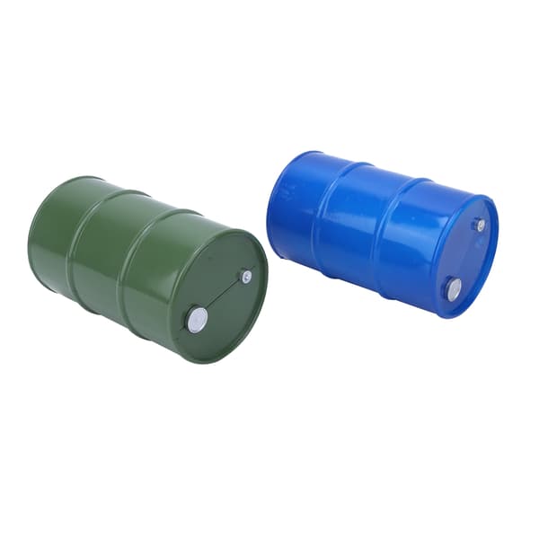 2 STK Simulering Metall Mini Oljefat Beholder Dekorasjon Passer til 1/10 RC Crawler (Blågrønn)