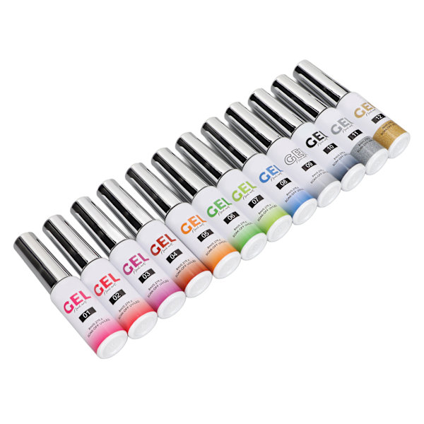 12 färger Nail Art Gel Polish Kit Gör det själv- set Nagellackset för Nagelsalong