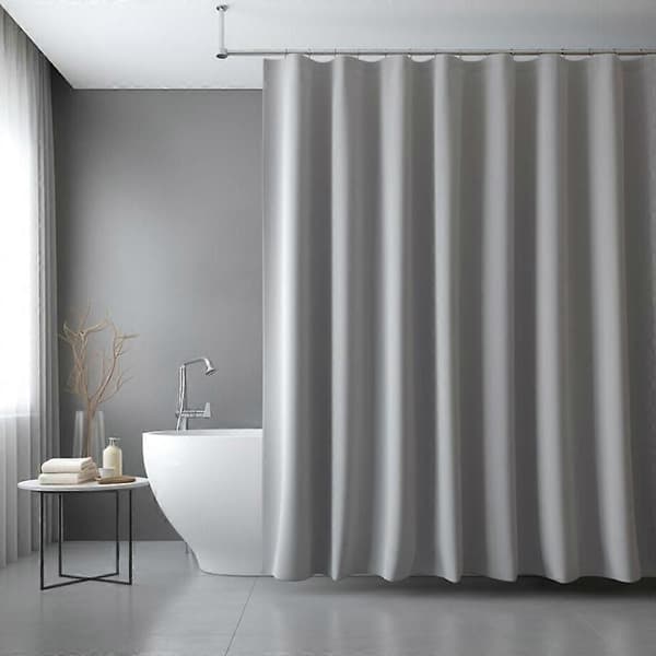 Kraftig solid badeforhæng stof vandtæt badeværelsesgardin lang båsestørrelse 230/200CM sort hvid grå brun blå farve grå grey 180*180cm