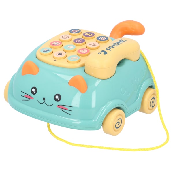 Baby Mobiltelefon Leksak Multifunktionell Cartoon Simulerad Telefon Dra Fast Telefon för Barn