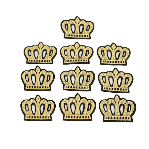 10 stk. kronebroderede patches til at skjule pletter eller skader - gyldne DIY-kroner til tøj, håndtasker, hatte og bukser