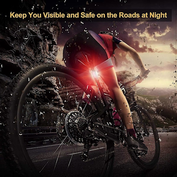 USB Genopladeligt LED Cykelbaglygte 2-pak, Klar Cykel Bageste Cykelsikkerhedslygte, 330mah Lithium Batteri, 4 Lysindstillinger, (2 USB-kabel