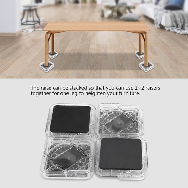 8 stk Sett Sklisikre Møbelbenputer til Bord Skrivebord Seng Sofa Stoler (Transparent Hvit)