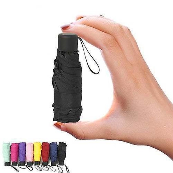 Sort mini lommeparaply med anti-UV og vandtætte funktioner