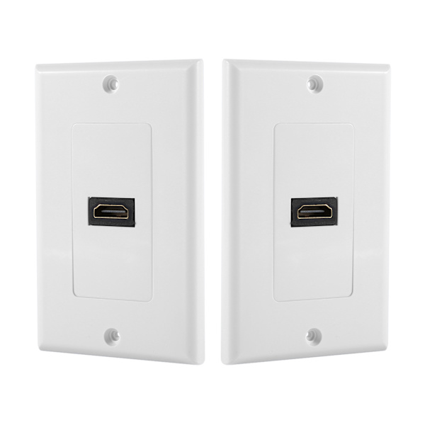 1-ports guldpläterad HDMI med Ethernet-väggplatta Face Cover för hemmabio DVD Vit