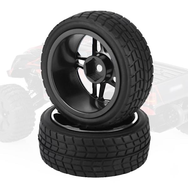 2st 1/10 RC Truck Gummi Däck Hjul Däck för ZD Racing On Road Bil Svart