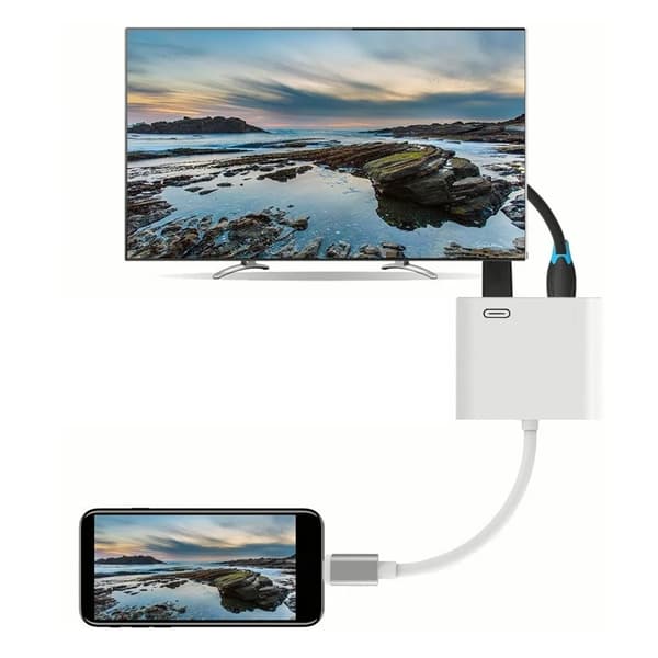 til IOS til HD Multimedia Interface Adapter Video Audio Sync HD Digital AV Adapterkabel til iPhone til TV Hvid