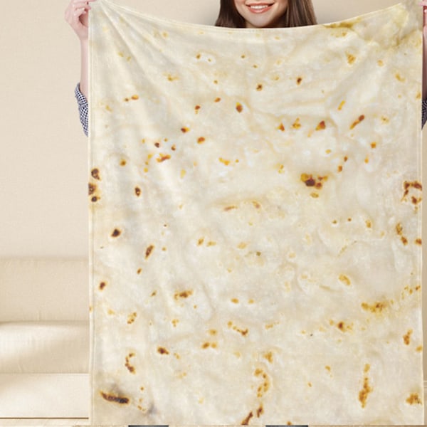 Firkant Sjovt Tæppe Burritos Wrap Tæppe Gag Gave til Hjem Sofa Kontor Hotel Rejse 120x150cm/47.24x59.06in