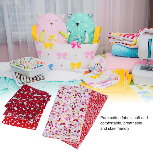 5st/ set DIY-hantverk Bomullshantverkstyg Mjuk sömnad Quiltning Printed set 50x50cm Röd