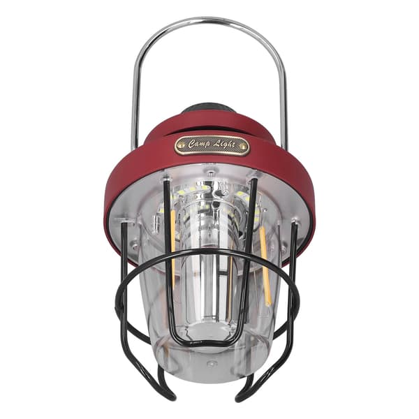 Campinglanterne Retro USB-lading 3 lysmoduser IPX4 vanntett campinglys for utendørs rød