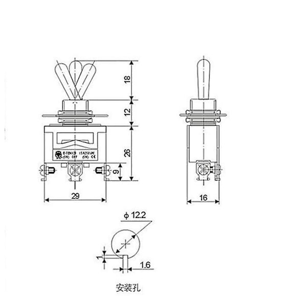 Rocker Switch 12V-24V-48V-110V/10A, 220V-230V/6A, SPST Metallspak, På/Av 2 Positioner 2 Stift, för Bilinstrumentbräda (5-pack, Svart)