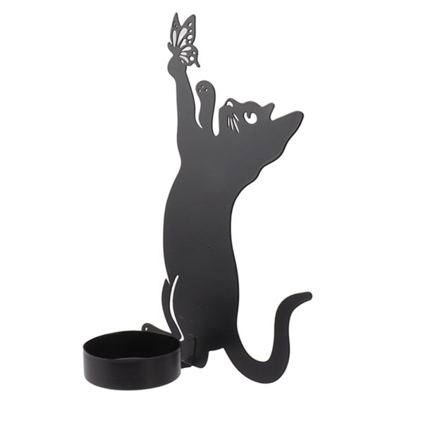 Hjemmeinnredning Lysestake Holdbar Katt Lysestake Dekorativ Lysestake Holder for Hjemmeinnredning Bryllup Spisefest Katt Fanger Sommerfugl