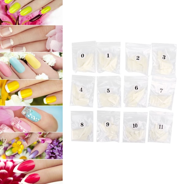 504 stk. Professionelle Bærbare Neglekunst Tip Falske Negle Patch DIY Manicure Værktøj Naturlig