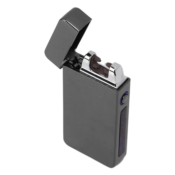 Elektrisk dobbelt buel lighter genopladelig vindsikker flammefri 220mAh aluminiumlegering USB lighter sort