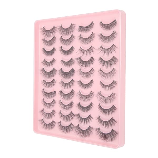 20 par blandade lösögonfransar, wispy-effekt, syntetfiber, fluffiga volymlösögonfransar