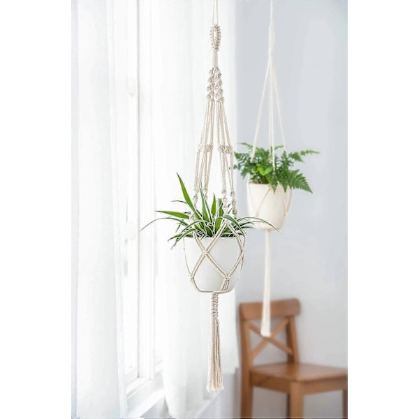 Macrame käsintehty puuvillaköysi riippuva ruukku kukkaruukku kasviteline koriste kotiin, 2 kpl