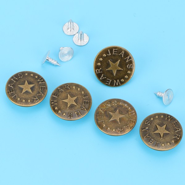 10 kpl suosittu 20 mm vintage farkkukiinnitys käytännöllinen farkkunappi langalla (nro 13)
