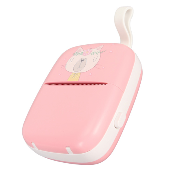 Lommeter termisk printer med 3 ruller papir, notes label maker, mini fotoprinter, indbygget batteri, pink