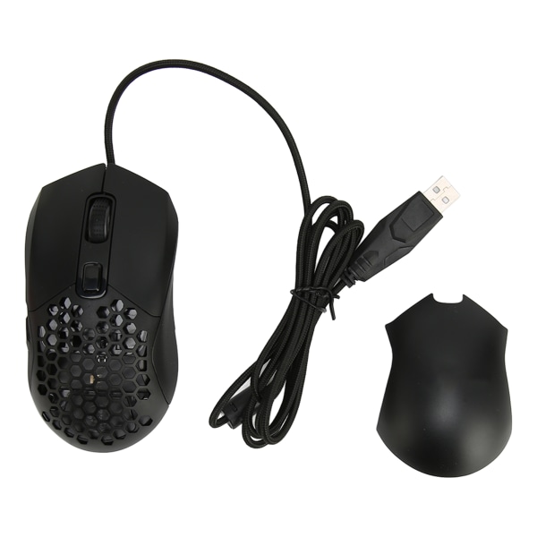 Honeycomb Gaming Mouse RGB Backlight 6 Programmerbare knapper 7200 DPI Letvægts Ergonomisk Wired Gaming Mus til PC Sort