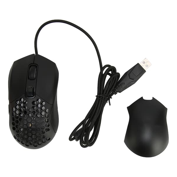 Honeycomb Gaming Mus RGB-baggrundsbelysning 6 Programmerbare knapper 7200 DPI Letvægts Ergonomisk Kablet Gaming Mus til PC Sort