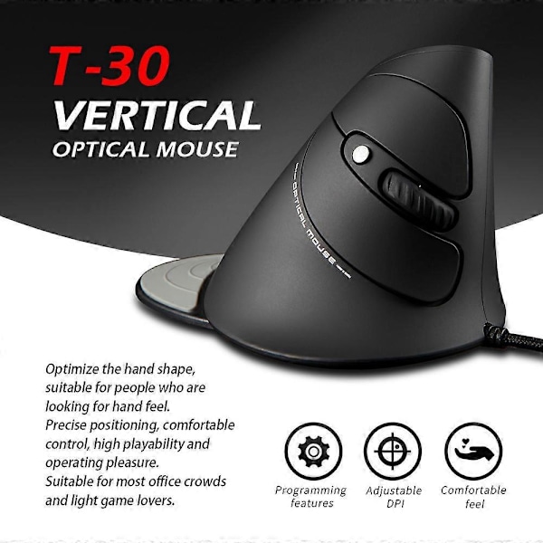 Trådløs mus, 2,4 GHz Ergonomisk Vertikal Mus, 6 Knapper, Avtakbar Håndleddsstøtte, Justerbar DPI USB Optisk Mus, Trådløs Mus for PC, Laptop
