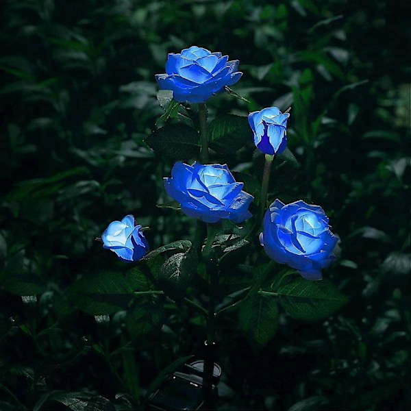 Solcelle Havelamper, 2 Pak LED Rose Blomst Have Dekorativ Pæl Lamper med 10 Roser